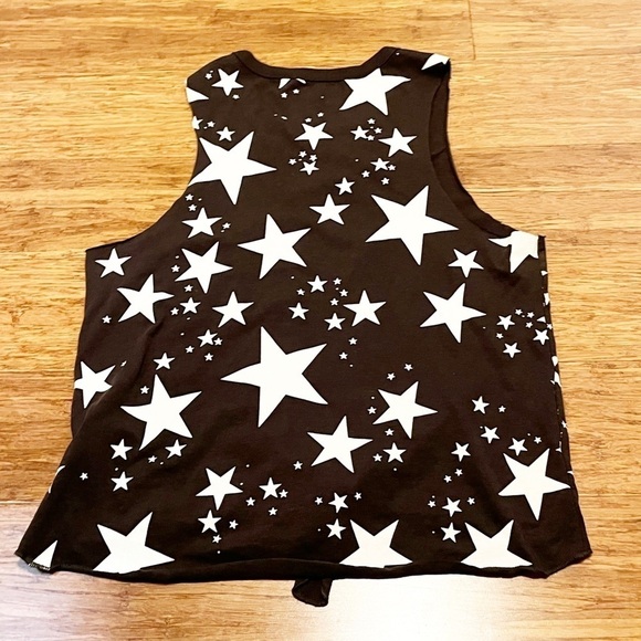 Chaser Starry Night Black With White Stars Tie Waist Sleeveless Tank Top. Medium - Picture 9 of 13